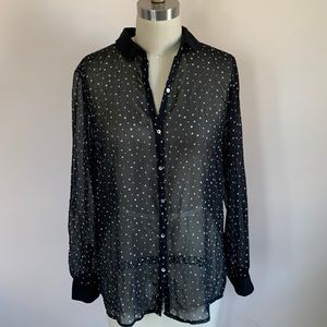 Chiffon star print blouse with iridescent buttons